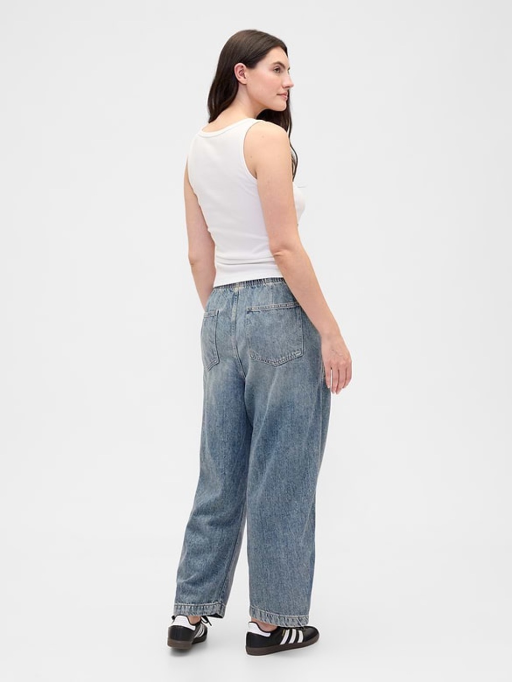 GAP Supersoft Pull On Barrel Leg Jean Light Wash Size large short - Picture 11 of 11